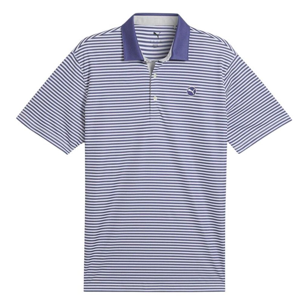 Puma Mens Pure 2.0 Striped Performance Polo Shirt / Blue/Navy